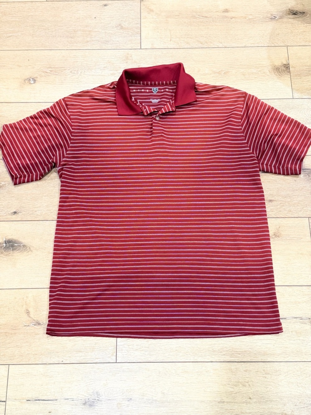 Nike Golf‎ Men’s L Dri-Fit Vented Mesh Performance Polo Shirt Red Striped